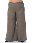 Брюки расширенные, ткань костюмная, "гленчек" оливково-коричневый