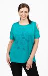 Футболка вискоза, принт, изумруд (722-1 вискоза)