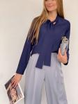 Блуза с завязками из тёмно-синей вискозы