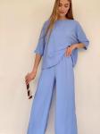 Костюм из хлопка в пижамном стиле голубой