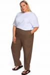 Брюки из льна с карманами, 7/8, цвет мокко