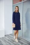 Лаконичное тёмно-синее платье-свитер