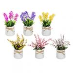 LADECOR Цветы в горшке 15,5х8х8см, полиэстер, керамика, 3 цвета, 2 вида, арт.GRSH-2