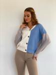 Кардиган колор блок голубой