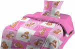 Детское постельное белье Шуйская бязь мишки заплатки розовые