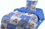 Детское постельное белье Шуйская бязь мишки заплатки синие