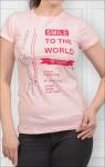 Футболка женская , принт Smile To The World, розовый (360-2)