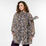 Блуза с бантом по горловине, шифон принт "крылья бабочки"