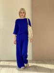 Костюм в пижамном стиле в цвете "кобальт"