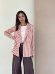 Жакет в полоску-ёлочку в тёплом розовом с подкладом