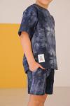 *Джемпер с коротким рукавом over size чернила тай-дай (дет)