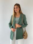 Жакет удлинённый из микровельвета в цвете "папоротник"