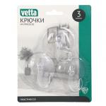 VETTA Набор крючков на присоске, прозрачные, 3шт., WF-058