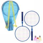 Бадминтон в наборе K-100, 6 предметов: 2 металлические ракетки 43 см, 3 волана, чехол (синий)