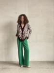 Брюки-палаццо из микровельвета зелёные