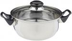Кастрюля с крышкой BAK-S-03, 2,8 л, 0,3 мм, ручки бакелит, одинарное дно, нерж. сталь 985888 Mallony