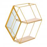 QWERTY Подвесная полка-зеркало Ромб, 46*10*40 см, золото