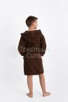 Халат махровый детский капюшон Кофе
