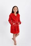 Халат махровый детский капюшон Красный