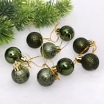 *Новогодние шары 3 см (набор 9 шт) «Микс фактур», изумруд