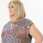 Блуза со спущенным плечом, штапель, принт "восточный"