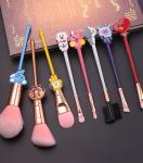 BT21 | Набор косметических кистей по игре от BTS. 8 кистей в золотом мешочке. р-р 14,3-17,8см