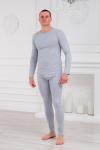 Нательное белье футболка с длиным рукавом и кальсоны кулирка с лайкрой серый меланж