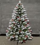 Ёлка "Морозная" 240 см, ПВХ с шишками,ягодами и белым напылением (1566 веток)