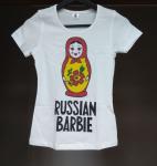Футболка женская с принтом "Матрешка "RUSSIAN BARBIE""