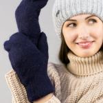 Варежки женские с утеплителем "NEHOLOD", цвет полуночно-синий, (пакет с подвесом)