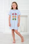 Ночная сорочка детская из кулирки с коротким рукавом Fruits&bikes голубой