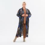 Кардиган длинный из джерси - ангора, принт "фантазия"