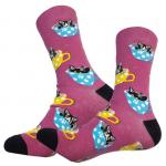 В мире животных | Носки "Котята в чашечках", р-р 38-44 (розовый)