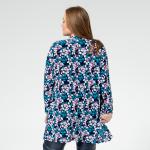 Комплект, трикотаж, кардиган, блуза, синий