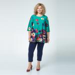 Комплект, трикотаж, блуза, брюки, зеленый