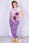 Брюки "Алладины 5", вискоза, огурцы (сиреневый)