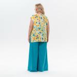 Блуза со спущенным плечом, штапель, принт яркий