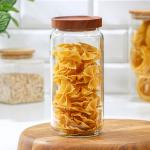 Банка стеклянная для хранения сыпучих продуктов Magistro Village, 900 мл, 9?19 см, с деревянной крышкой