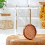 Банка стеклянная для хранения сыпучих продуктов Magistro Village, 900 мл, 9?19 см, с деревянной крышкой