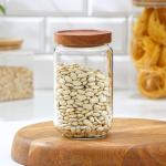 Банка стеклянная для хранения сыпучих продуктов Magistro Village, 700 мл, 9?15 см, с деревянной крышкой