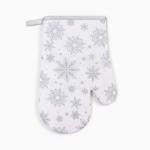 Варежка Доляна Снежинки серебро 26*16 см, 100% п/э