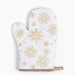 Варежка Доляна Снежинки золотые 26*16 см, 100% п/э