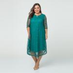 Платье, кружевное полотно, изумрудный