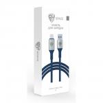 BY Кабель для зарядки Space Cable Pro iP, 2.4А, 1м, Быстрая зарядка, штекер металл, синий