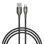 BY Кабель для зарядки Керамика Micro USB, 1м, 3А, Быстрая зарядка QC3.0, тканевая оплётка, черный