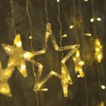 Гирлянда «Бахрома» 2.4 ? 0.9 м с насадками «Звёзды», IP20, прозрачная нить, 138 LED, свечение тёплое белое, 8 режимов, 220 В