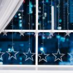 Гирлянда «Бахрома» 2.4 ? 0.9 м с насадками «Звёзды», IP20, прозрачная нить, 138 LED, свечение белое, 8 режимов, 220 В