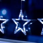 Гирлянда «Бахрома» 2.4 ? 0.9 м с насадками «Звёзды», IP20, прозрачная нить, 138 LED, свечение белое, 8 режимов, 220 В