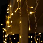 Гирлянда «Бахрома» 3 ? 0.6 м, IP44, УМС, прозрачная нить, 160 LED, свечение тёплое белое, 220 В