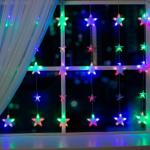 Гирлянда «Бахрома» 2.4 ? 0.9 м с насадками «Звёздочки», IP20, прозрачная нить, 186 LED, свечение мульти, 8 режимов, 220 В